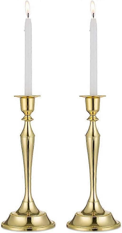 Sett med 2 lysestaker med enkelt hode, metall timeglass lysestaker (gull, 2 x store)