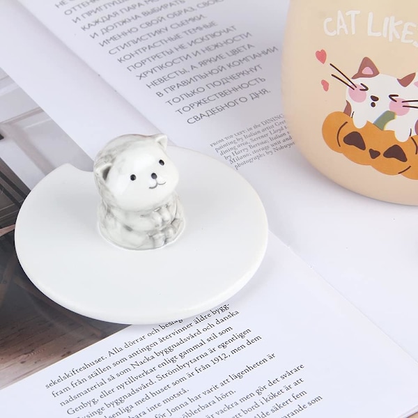 Kattmugg, söt kaffemugg i keramik, med 3D-formad kattlock och sked, för te, mjölk, varm choklad, födelsedagspresent till flickor och kvinnor 8,8x8,2 cm (blå)