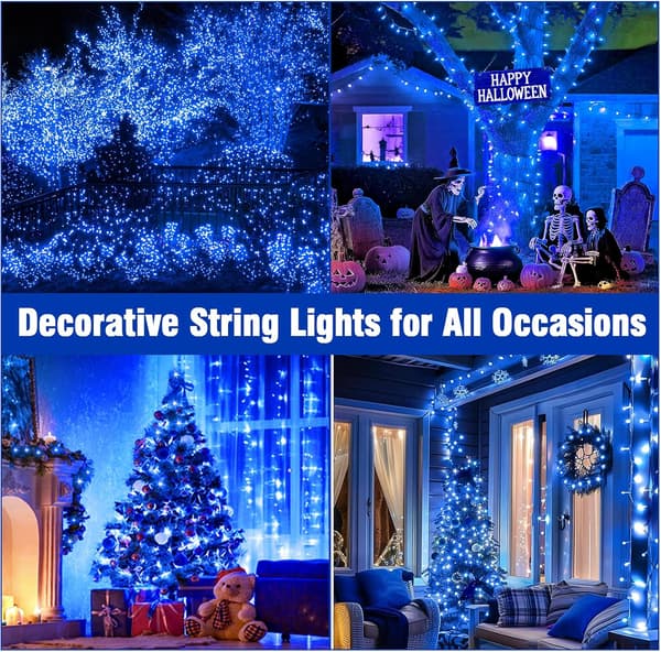 10M LED lyslenke utendørs vanntett – blå eventyrlys med plugg, sammenkoblingsbare juletrelys Blue