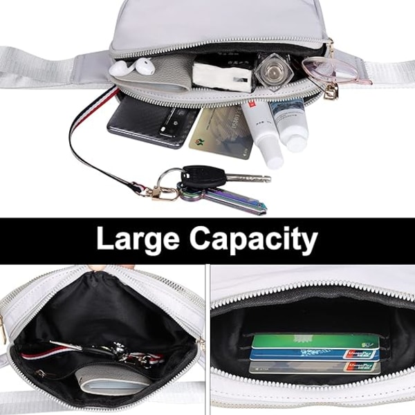 Bumbag för damer, midjeväska för kvinnor, svart, trendig midjeväska för vandring, löpning och promenader grey