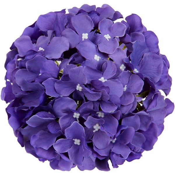 Sidenhortensia Huvuden Konstgjorda Blommor Huvuden för Hem Bröllopsdekor, 10-pack Purple