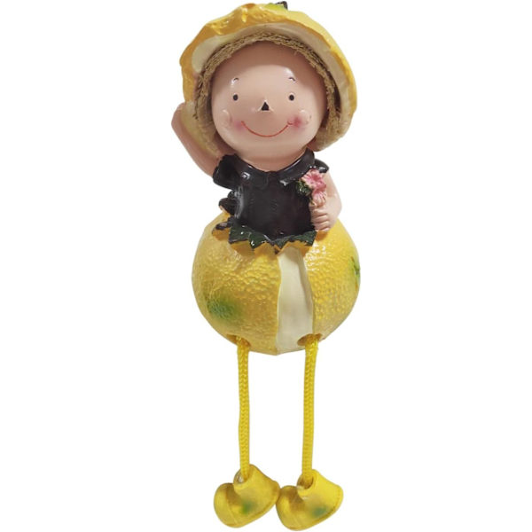 Söta orange flicka docka statyer kawaii långa ben resin figurin dekor