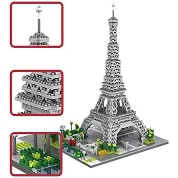 Bygga Eiffeltornet Miniatyrblock Set, 3369 bitar Miniatyrblock 3D-pusselleksaker, presenter för vuxna och barn