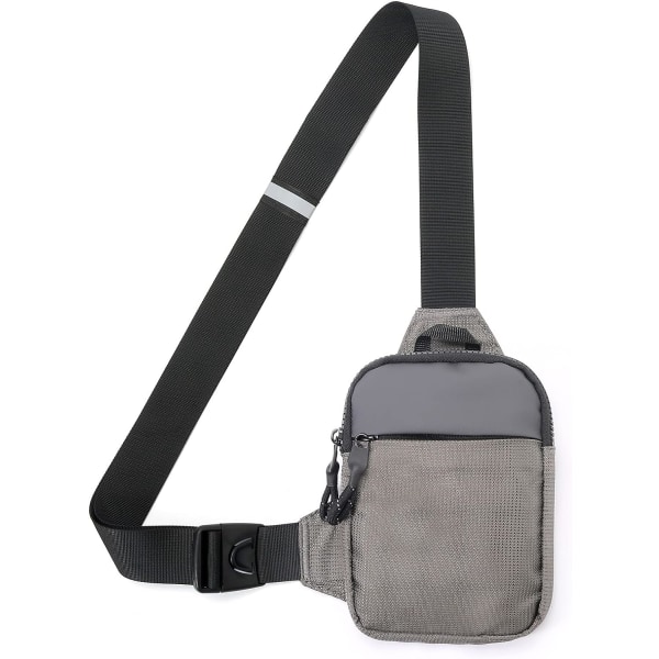 Skuldertaske, Sling Bryst Crossbody Taske Vandtæt til Vandreture Rejser Udendørs Sport grey S