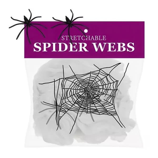 Spindelvev / Halloween-dekorasjon med edderkopper - 1-sett