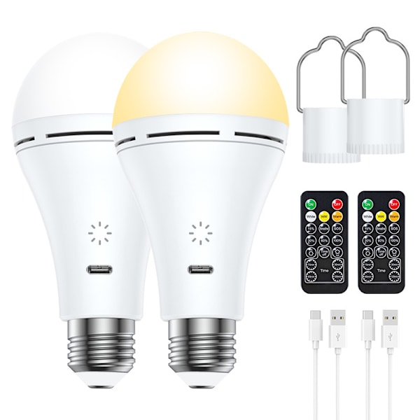 USB-C-latattava lamppu kaukosäätimellä, E26 9W himmennettävä LED-lamppu kosketusohjauksella ja ajastustoiminnolla, 3 väriä 50W