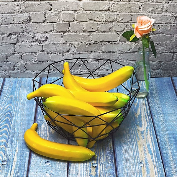 Konstgjorda gula bananer, naturtrogen simulering, falsk frukt, heminredning, kök, dekoration, 5-pack