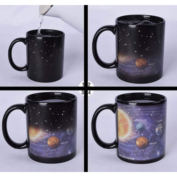 Färgskiftande kaffekopp, Stjärnhimmel Porslinsmugg Solsystemmugg Mjölkkaffemugg Födelsedagspresent