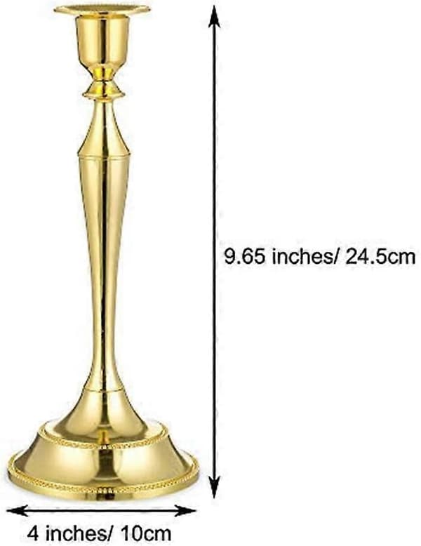Sett med 2 lysestaker med enkelt hode, metall timeglass lysestaker (gull, 2 x store)