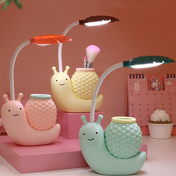 USB-bordslampa USB-laddning barns ögonskydd tecknad snigel