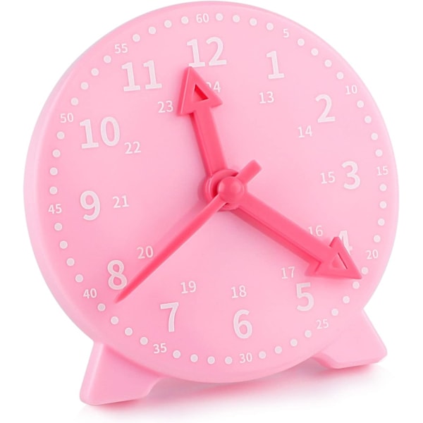 Læringsklokke, Tidslærings- og demonstrasjonsklokkemodell, tidlig opplæring i å fortelle klokken for barn, 4 tommer 12/24 timer (rosa)