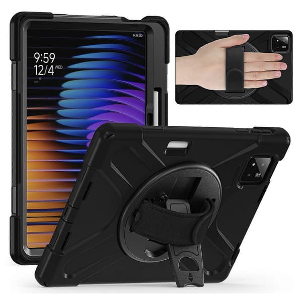 Til Xiaomi Pad 7 Etui TPU+PC+Silikone Støtteben Anti Drop Tablet Cover - Sort