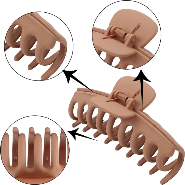 4-pack barrette-klämmor för tjockt hår, klämmor för kvinnor och flickor, lätta och halkfria, med kamtänder