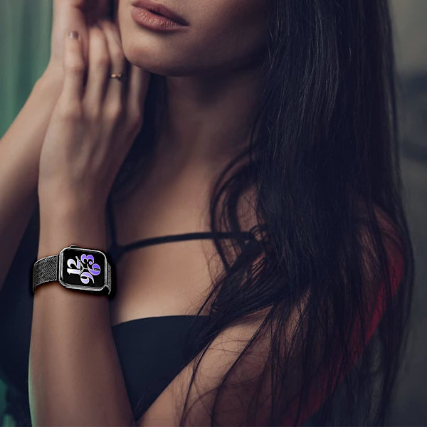 Magnetisk urrem kompatibel med Apple Watch 42mm 44mm 45mm, mesh-rem i rustfrit stål med justerbar løkke