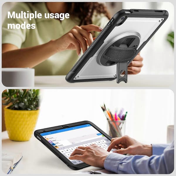 Fodral för iPad (2025)/10.9 (2022) med Ställ PC+TPE Tablettskydd med Handrem och Axelrem