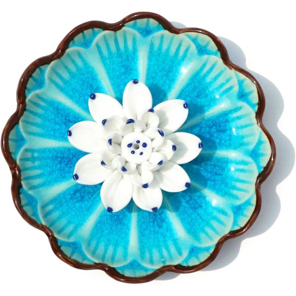 Røgelsesbrænderholder - Dekorativ porcelænsblomster røgelsesbrænder skål - Keramisk røgelseskegle askefangerbakke