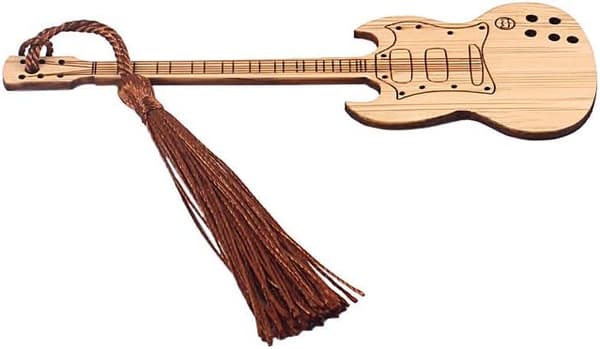 Design Gitarr Bambu Bokmärke med Tofsar för DIY-projekt och Presentetiketter-F F