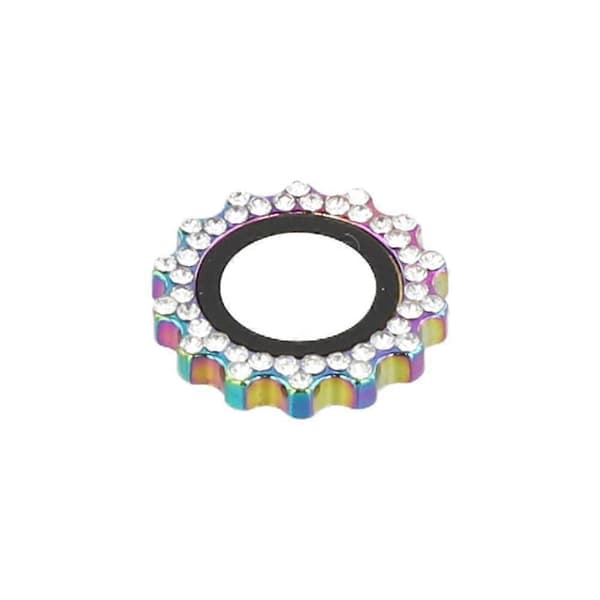 Kameraskydd för iPhone 14 Pro/14 Pro Max, kugghjulsform, strassdekor, härdat glas
