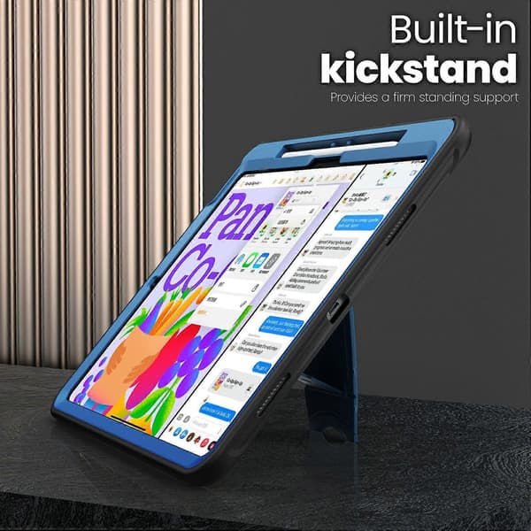 Fodral för iPad Pro 13 (2024) PC+TPE Tablettskydd med Dold Zinklegeringsstativ