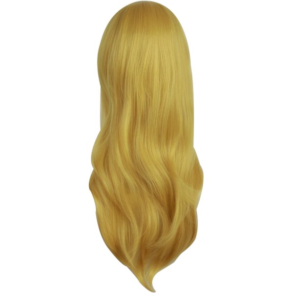 28 tum/70 cm Kvinnor Sido Lugg Lång Lockig Hår Cosplay Peruk för kvinnor flicka Gold/Yellow 28"