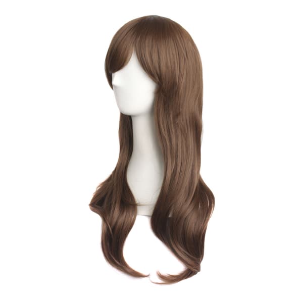 28 tum lång lockig peruk för maskerad och cosplay, 70 cm peruk, dam, sidolugg, mode, brun kamel Brown Camel