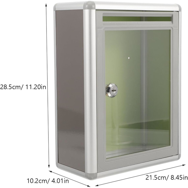 Plexiglas-donationslåda, tipslåda, transparent låda, brevlåda, väggmonterad, med lås