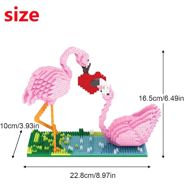 Mikro Byggeklodser Mini Kæledyrs Byggelegetøj Klodser til børn Flamingo 9 x 4 x 6 inches