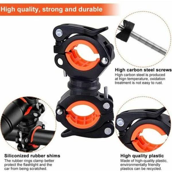 2-pack cykelficklampa hållare - 360° rotation - justerbar styrfäste för cykellampor