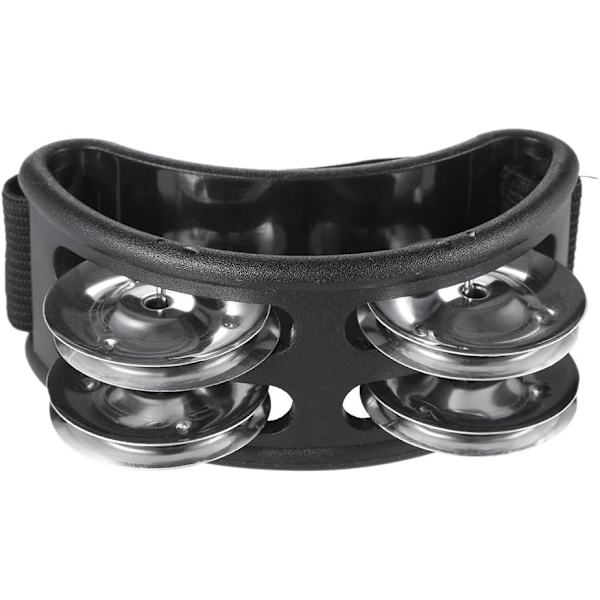 Fot Tamburin Percussion Musikinstrument Fottrumma set med Metall Jingle Bell för Gitarr Trumma Tillbehör Instrument (Svart)