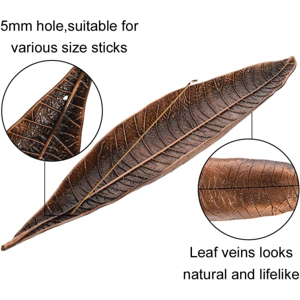 Rökelsehållare i metallblad, båtformad rökelsebrännare, askfångare, 28 cm lång, heminredningstillbehör (röd koppar)