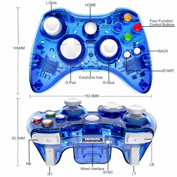 Trådlös handkontroll kompatibel med Xbox 360 Dubbelmotor Vibrations Trådlös Gamepad Gaming Joypad