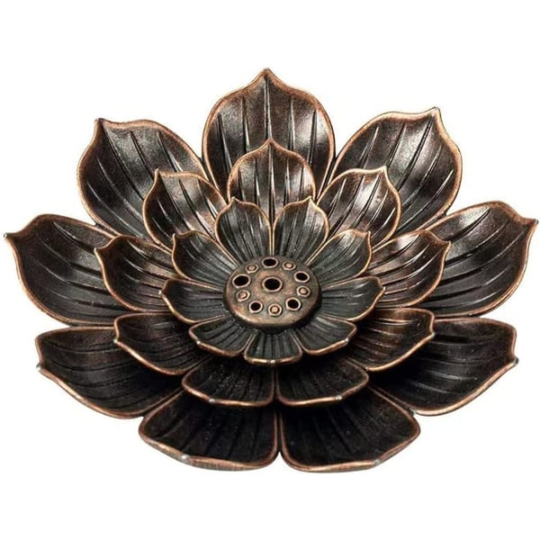 Lotus Rökelsehållare, Mässingshållare för Rökelsestickor med 6 Hål, Avtagbar Askfångare för Kontor, Hem, Sovrum, Yogarum, Tehus