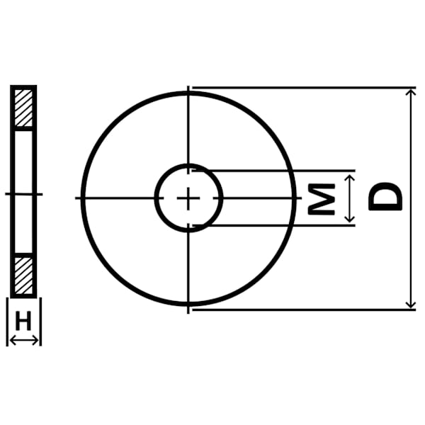 C44416 - Sett med 20 brede flate skiver M6x30 mm - tykkelse 2 mm - DIN9021 - stål galvanisert - sølv
