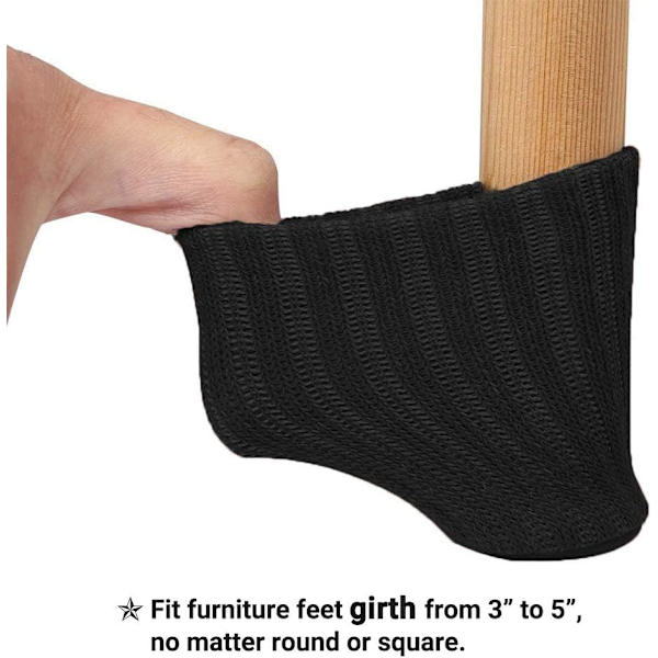 24 st Möbelsockor i Filt, Stolskydd, Möbelskydd, Bensskydd, Golvskydd - Förhindrar Repor och Buller (Svart)