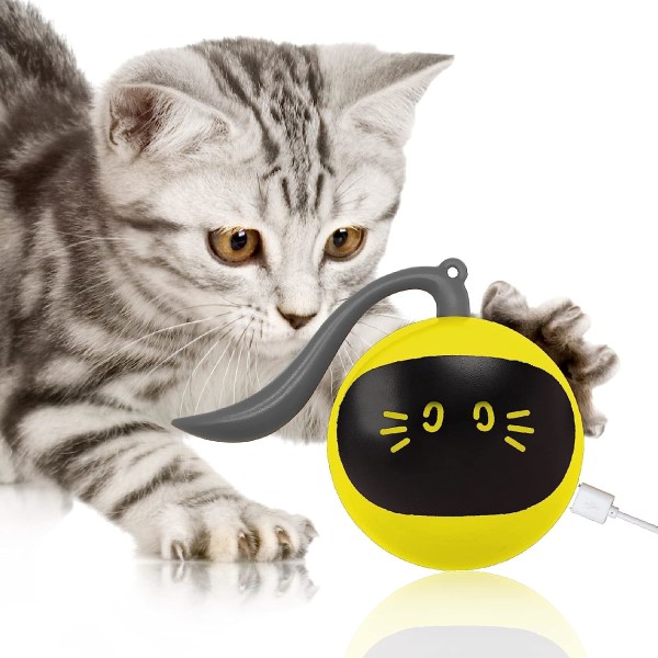 Katt leksaker Självrullande boll leksaker Interaktiva leksaker Katt pinne Retas leksaker USB Uppladdningsbara Jakt Sports leksaker Inomhuspresenter för kattunge/valp/valp