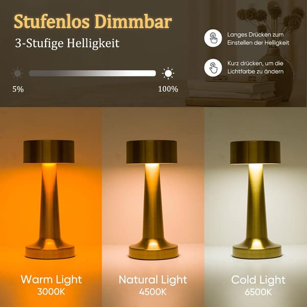 Pakke med dimbar skrivebordslampe, oppladbar LED-lampe Silver