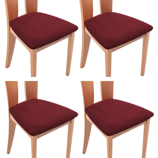 Stolskydd, 4 stycken stretchiga matstolsöverdrag i spandex, avtagbara (4 stycken, mörk röd)