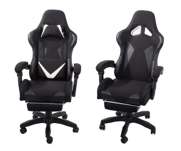 Gamingstol med fotskammel og puter - Justerbar 150 kg