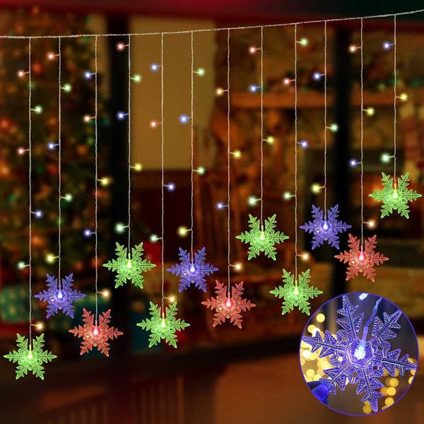 LED Stjernelys, 4M 96 LED Gardinlys, 8 Lysmoduser for Fest, Hage, Jul, Bryllup