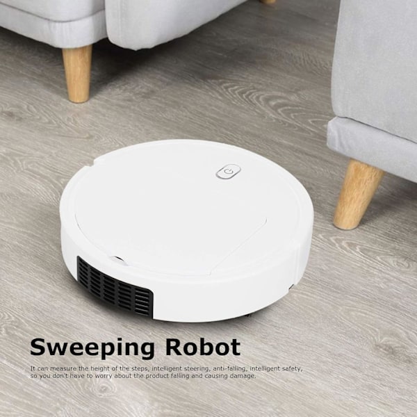 Automatisk smart robotstøvsuger, smart styring USB gulvrengjøringsrobot med børsteløs motor for kjæledyrhår/hardt gulv/teppe/parkett (hvit)