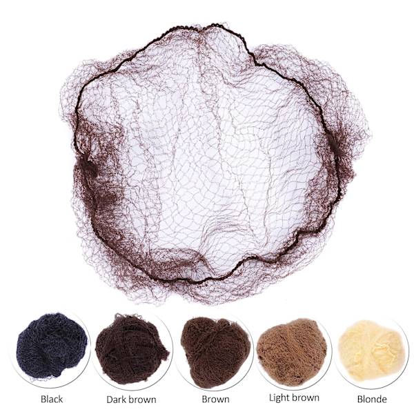 50 stk. hårnett for bolle, usynlig elastisk mesh 20 tommer 50 cm (bulkpakning, flerfarget)