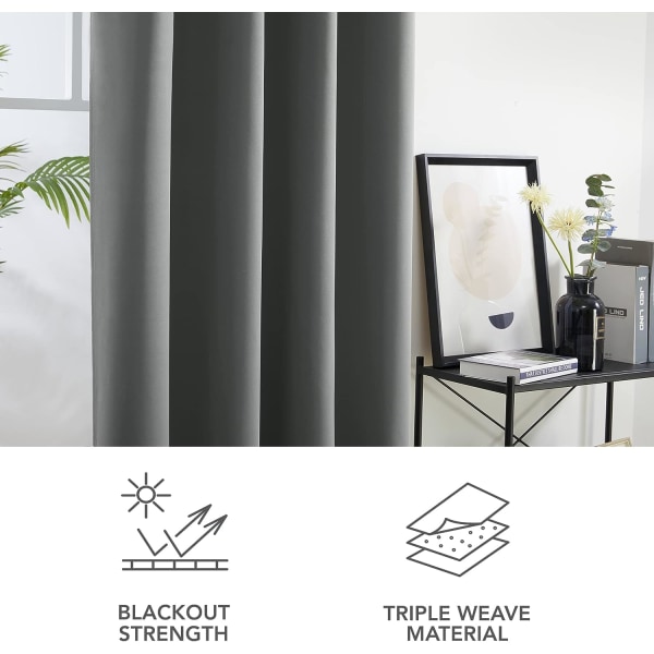 Grå blackout gardiner 46 x 54 tommer øye supermyk termisk isolert soverom gardiner blackout øye gardiner for stue grå 2 paneler