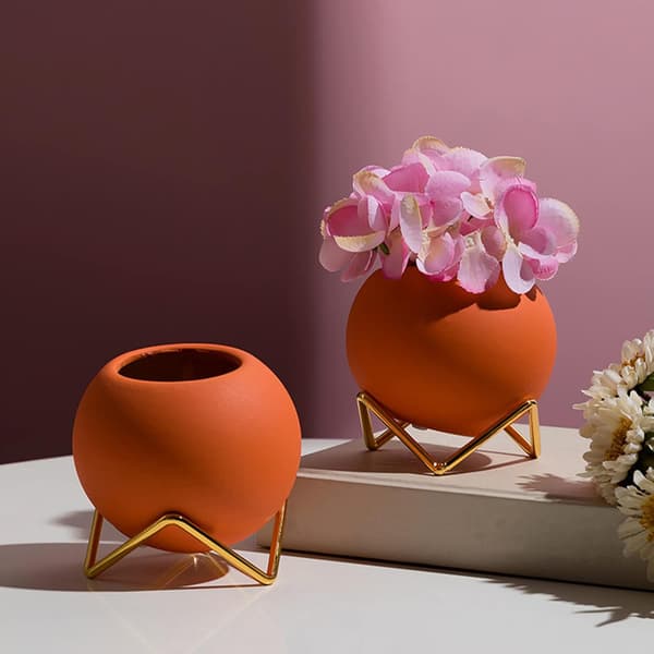 3 st Mini Konstgjorda Växter Krukformad Kulaformad Planter med Luftväxthållare Morandi Kula Vas