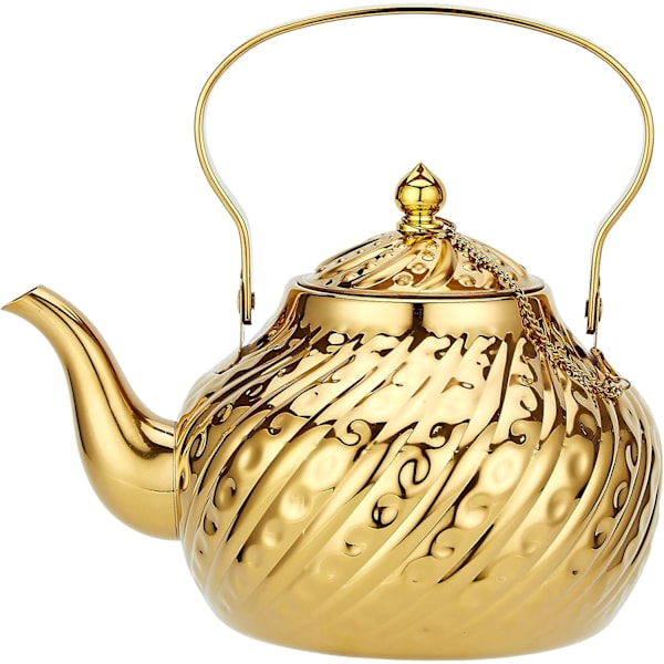 1400ml Rustfrit Stål Tekande med Infuser, Antik, Velegnet til Induktion eller Gasblus