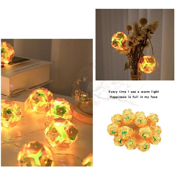 3,2 m Rose Ball Fairy Lights 3D Spejl Globe Dekorative Natlys