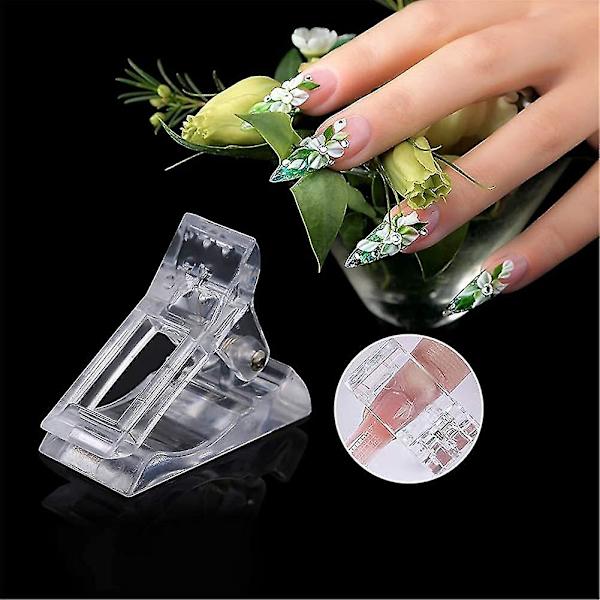 5 stk. gennemsigtige negleklippere til gel-negleforlængelse Polygel Clear Nail Clip Quick
