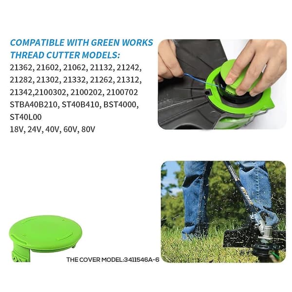 8 stk. 3411546A-6 For Greenworks G24LT / G24LTK2 Gressklipper Spolehette Reservedel