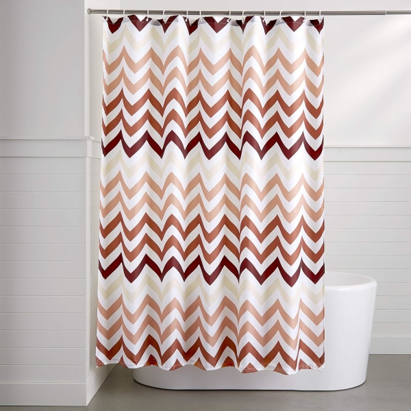 Dusjforheng i stoff - 72 x 72 tommer, for baderom 72''x72'' Orange Ombre Chevron