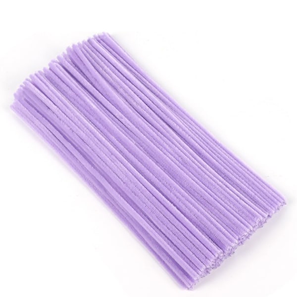 100 stycken piprensare, Chenilletråd 6mm x 30cm, Piprensare för hantverk DIY-projekt Chenilletråd Macaron light purple
