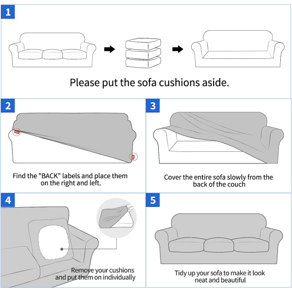 Nytt cover med arm, halkfri stretch- cover för hundar i vardagsrum Elastiskt cover Soffskydd (1-sits, mörkgrå)